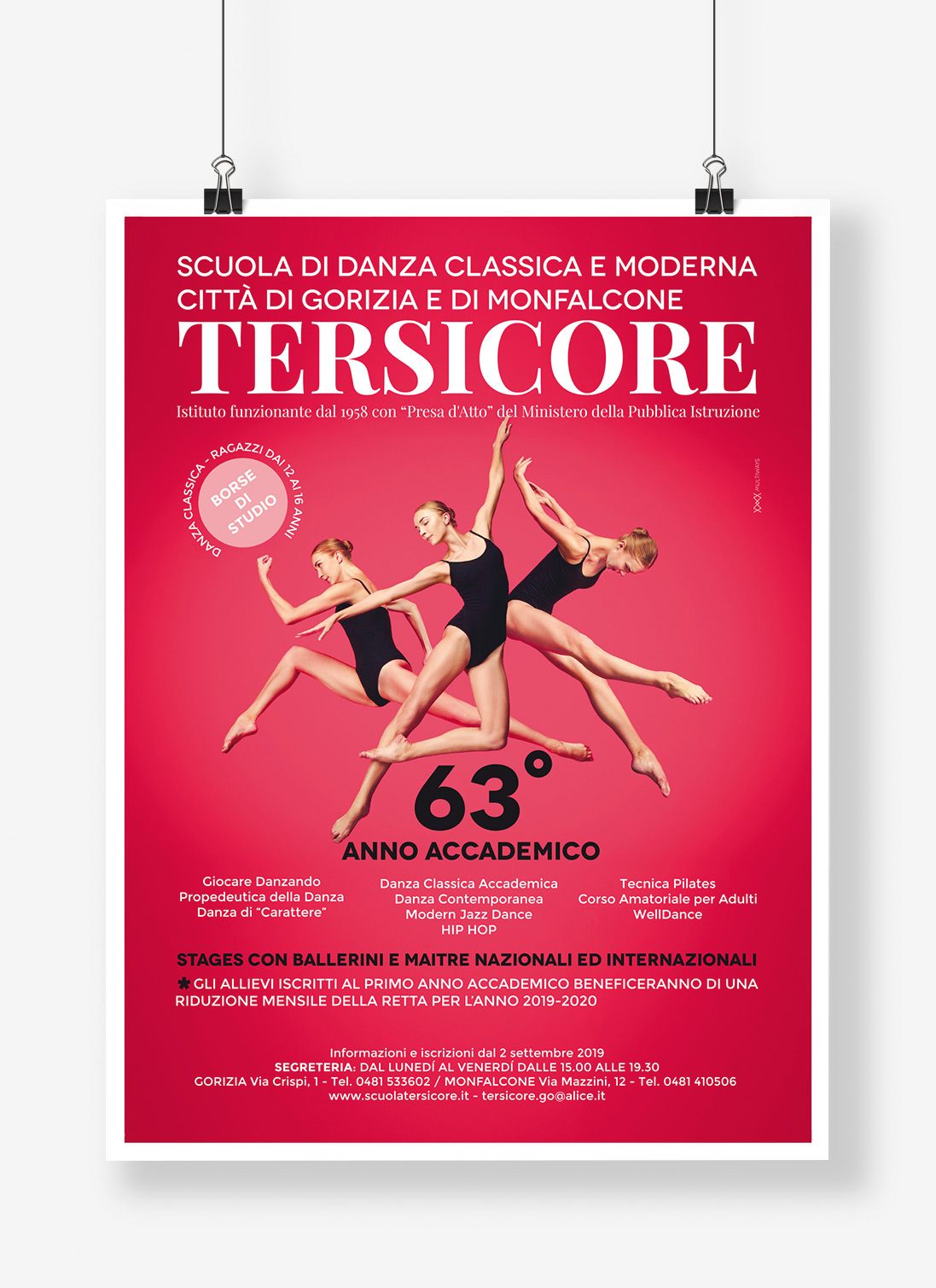 Locandina per la scuola di danza Tersicore di Gorizia